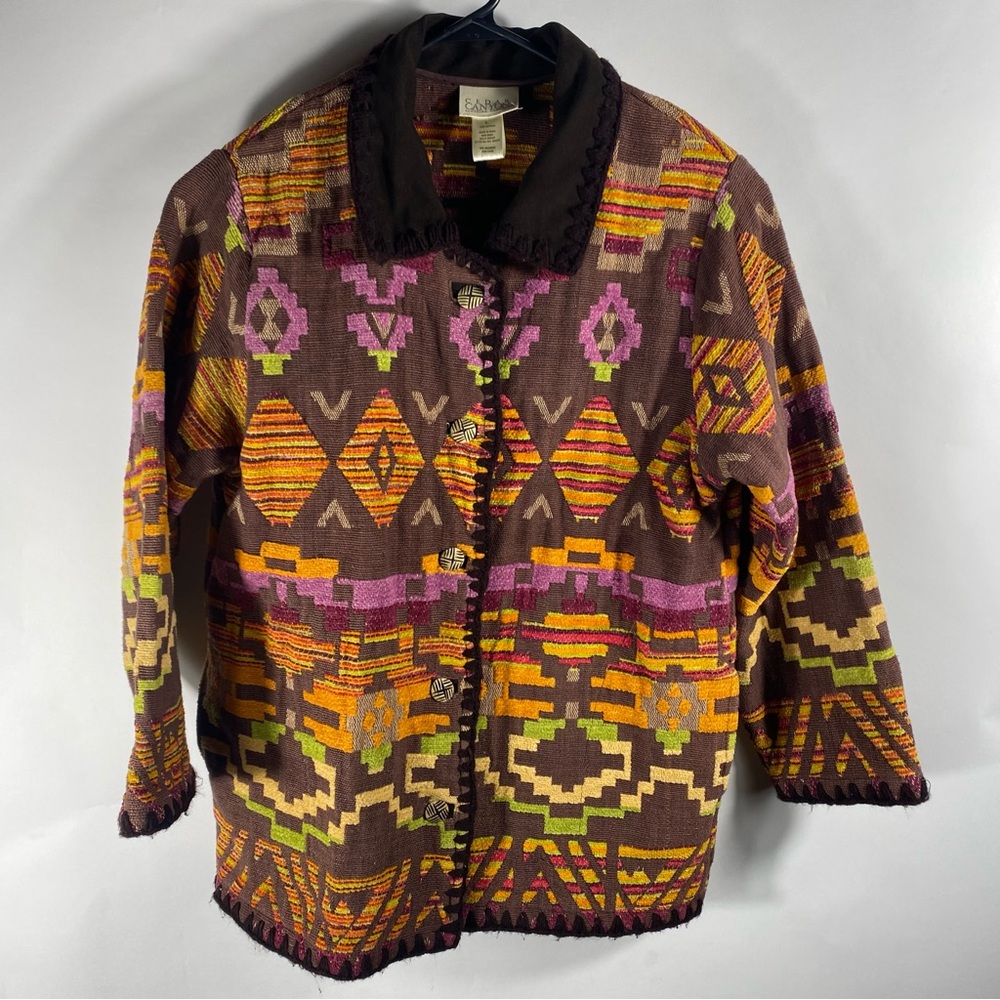 Cedar Canyon Southwestern Coat Aztec Boho Winter Heavy Coat 100% Cotton Tapestry